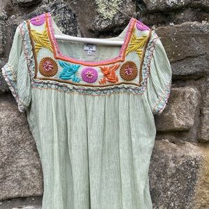 Ivy Jane Green Embroidered Top